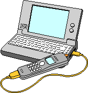 �g�ѓd�b�𗘗p���ăC���^�[�l�b�g�ɐڑ����Ă���m�[�g�p�\�R���̊G�ł�