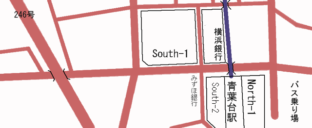 青葉台駅南側付近の地図です。